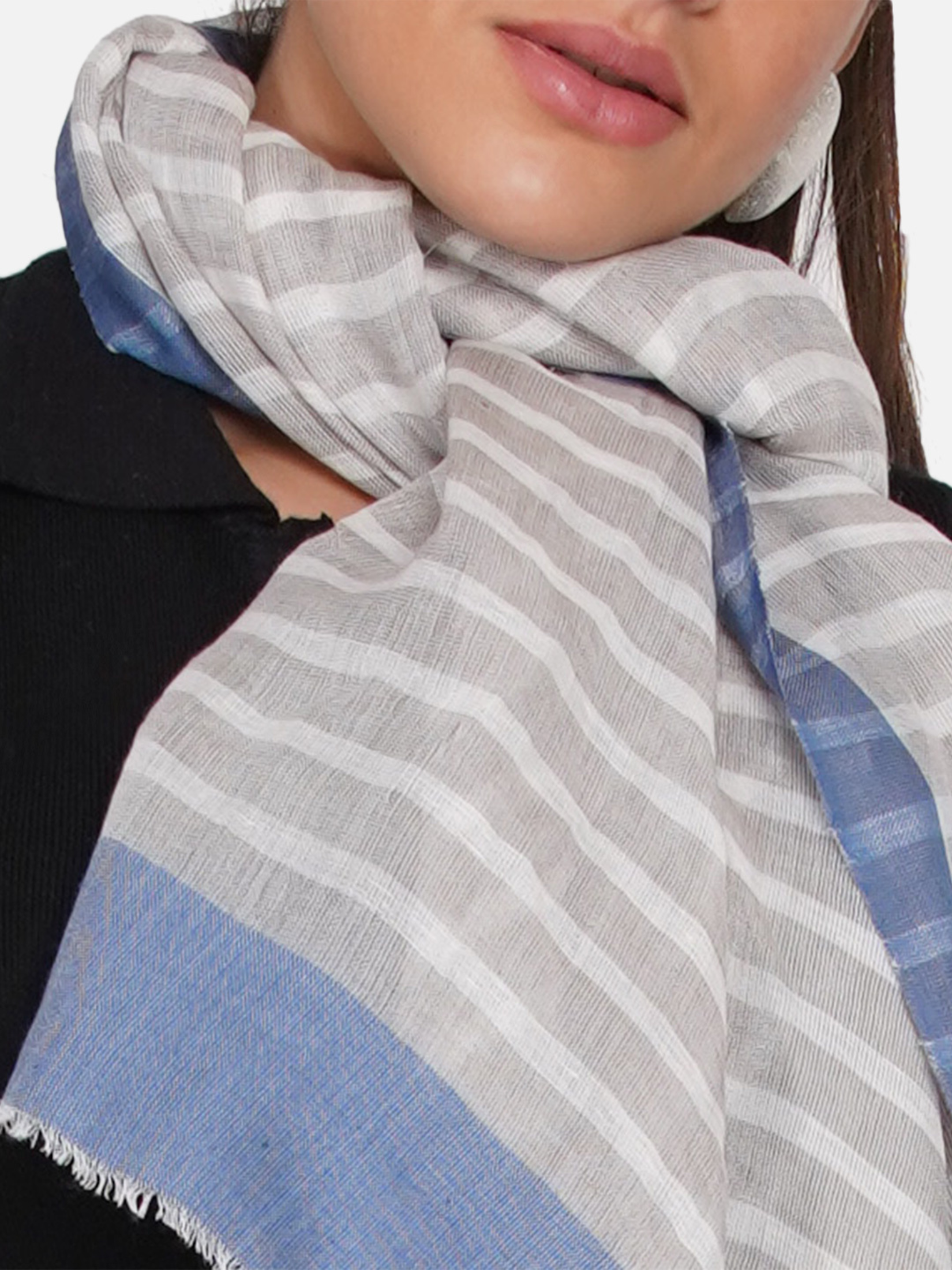 BLUE AND WHITE STRIPES HANDLOOM SCARF